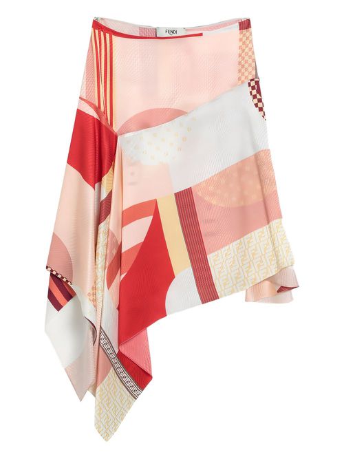 Asymmetric graphic-print skirt - Pink