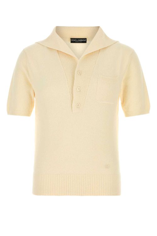 Cream Cotton Blend Polo Shirt