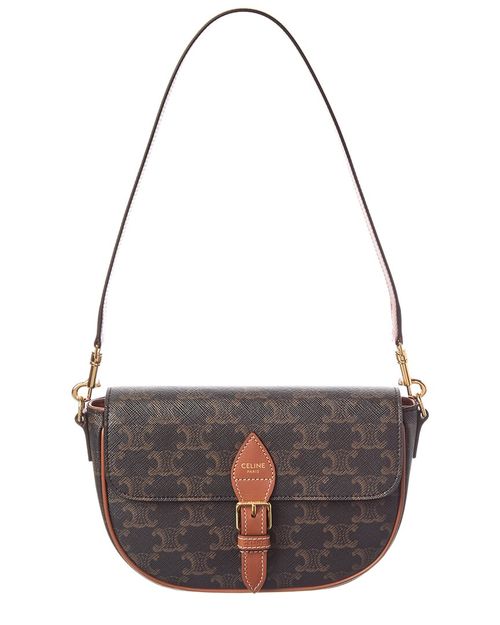 Folco Triomphe Coated Canvas & Leather Shoulder Bag