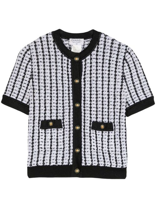 1997 short-sleeve tweed cardigan - White