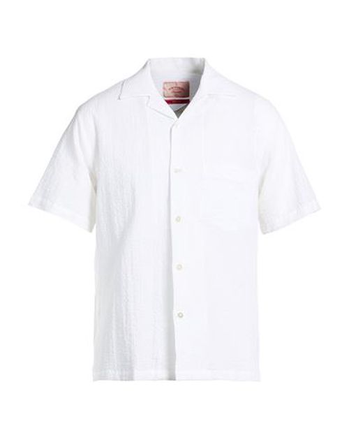 Man Shirt Ivory Size M Cotton, Elastane
