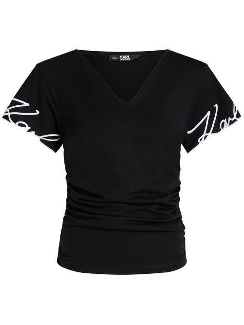 Logo-embroidered organic cotton T-shirt - Black