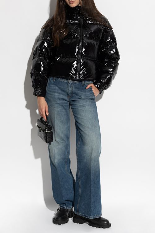 Down Jacket With A Glossy Finish, Women's, Black