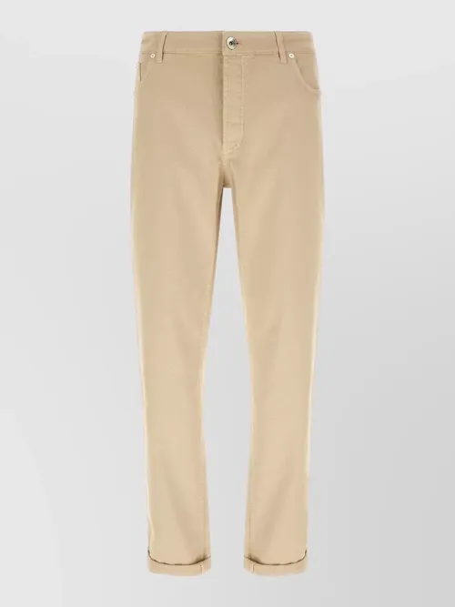 Brunello Cucinelli - tapered denim jeans coat of arms embroidery