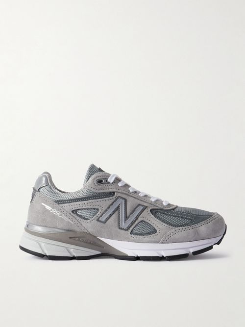 990v4 Leather-trimmed Suede And Mesh Sneakers - Gray
