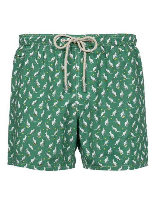 Man Lightweight Fabric Swim-Shorts Lighting Micro Fantasy With Australian Brand Logo Print Special Edition Green Swimshort - Men