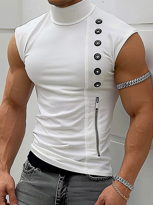 Mens Casual Commuter Print Tank SKUK77310 - White / S