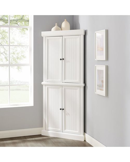 Furniture Shoreline Tall Corner Pantry in 2 Stackable Parts