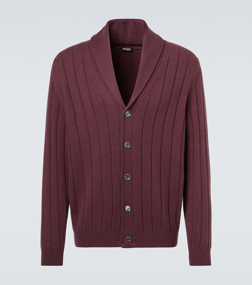 Rib-knitted cashmere cardigan