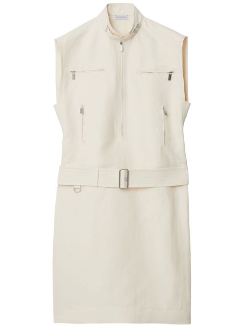 Sleeveless canvas minidress - Neutrals