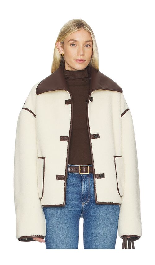 Tularosa Margot Reversible Jacket in Brown,Cream. - L also in M, S, XL