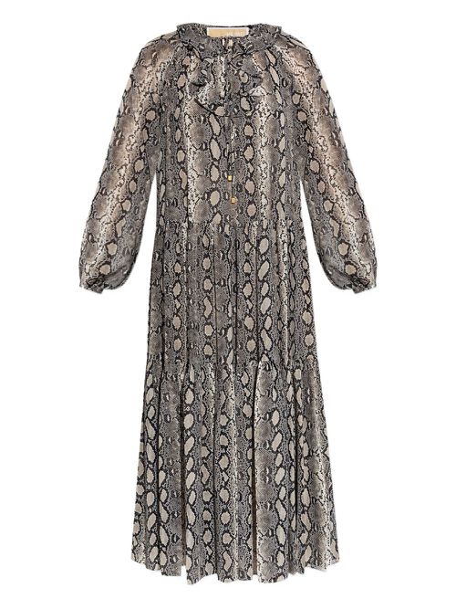Snakeskin-print midi dress - Grey