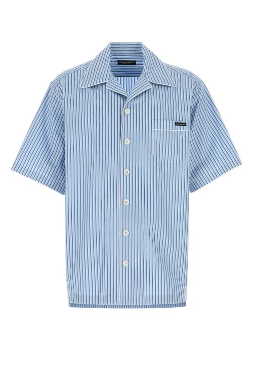 Cotton-Silk Pinstriped Shirt — Blue