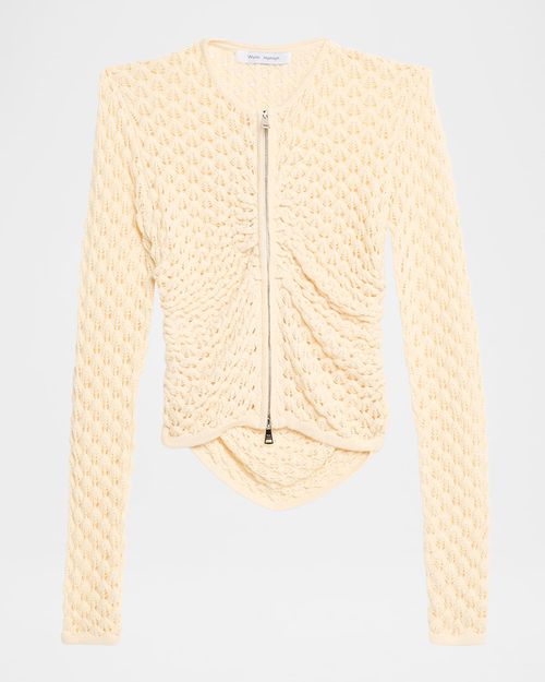 Pointelle Zip Cardigan