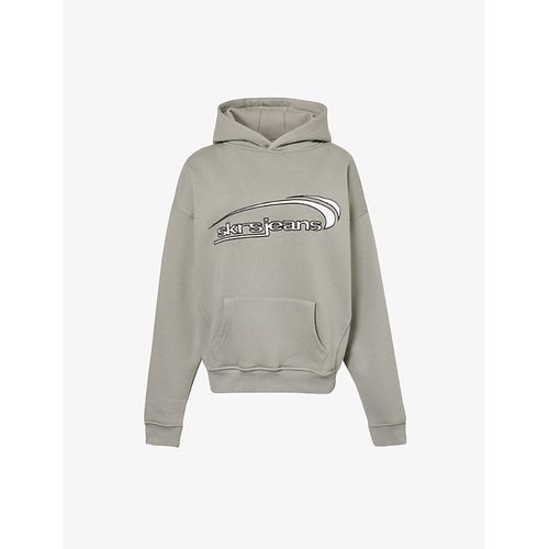 Womens Grey Staten Brand-print Cotton-blend Hoody
