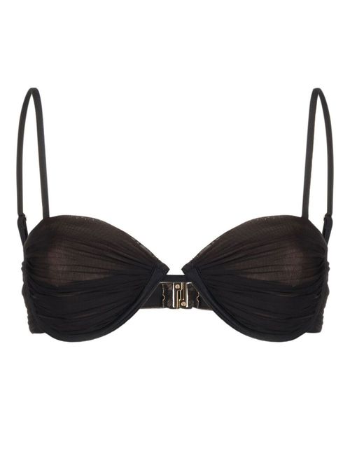 Mesh underwired bikini top - Brown