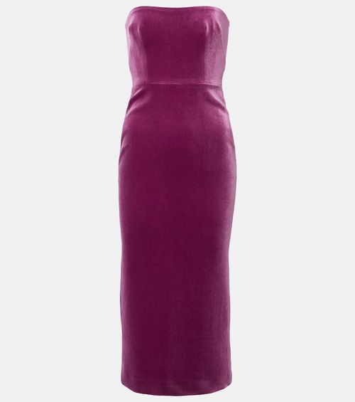 Strapless velvet midi dress