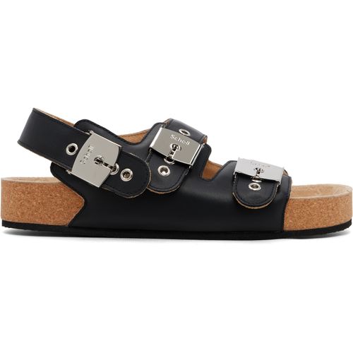 Black Scholl Edition Calfskin Flat Sandals