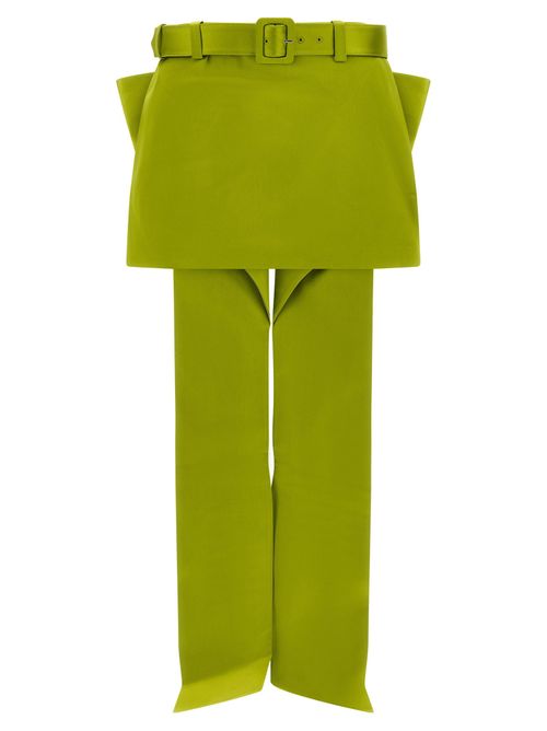 Structured Bow Maxi Skirt — Lime Green