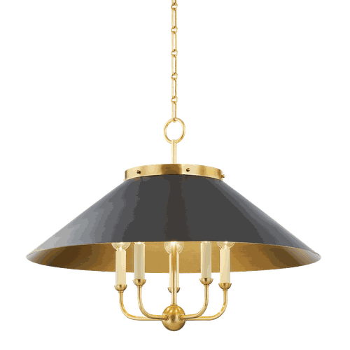 Aged Brass Distressed Bronze Five Light Chandelier from the Clivedon Collection