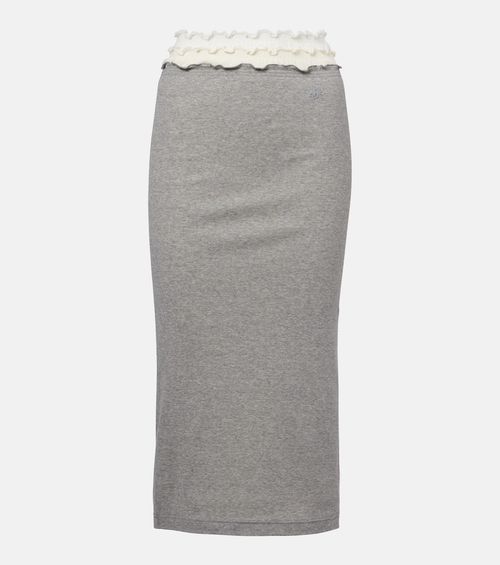 Layered jersey midi skirt