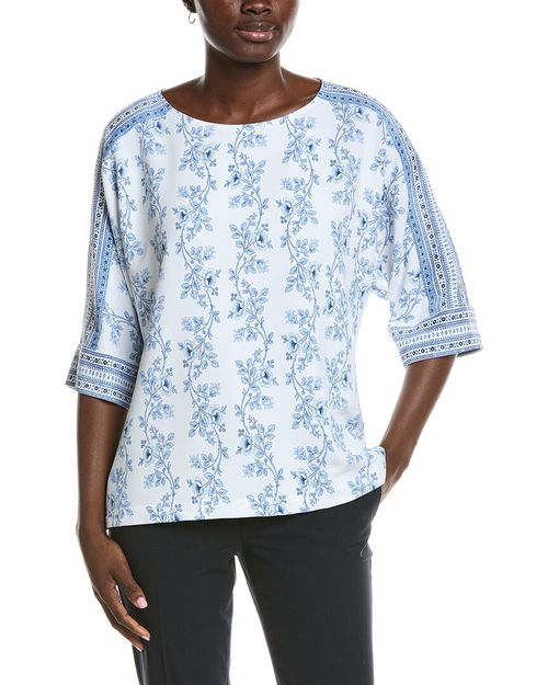 3/4-Sleeve Bateau Neck Blouse
