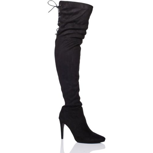 High  Heel Stretchy Fitted Sock Faux Suede Over The Knee Boots