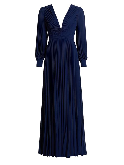 Women's Sunburst Pleated A-Line Gown - Navy