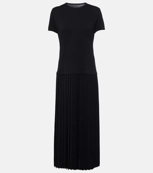 Pleated cotton midi dress
