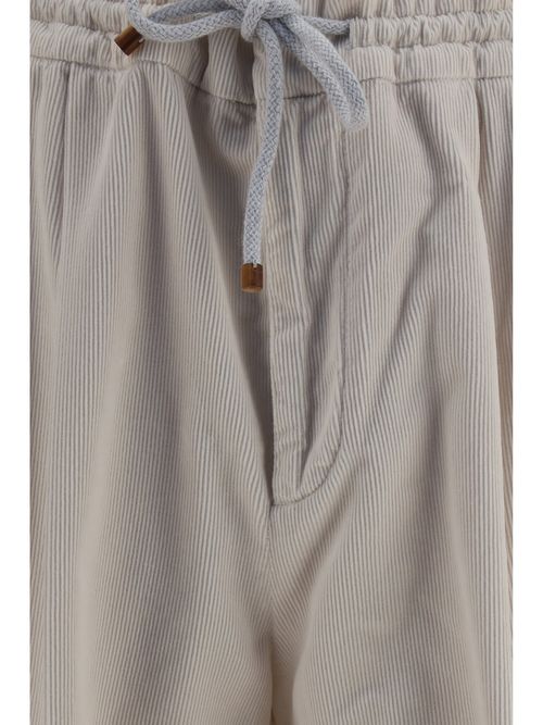 Corduroy Drawstring Trousers — Beige