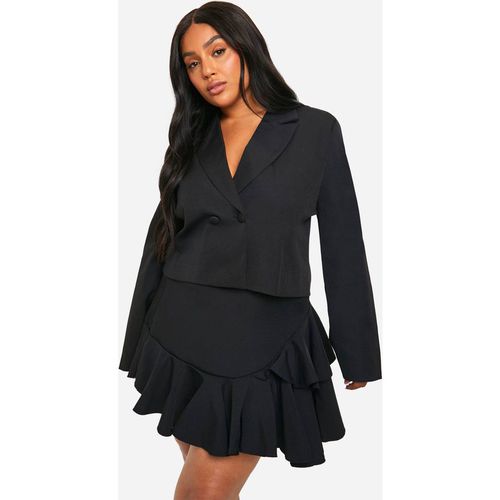 Womens Plus Ruffle Hem Woven Mini Skirt - Black - 16, Black