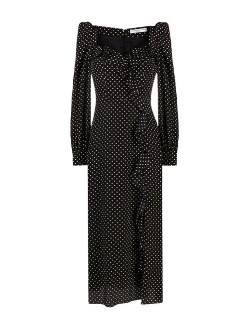 Polka Dot Silk Dress With Volant