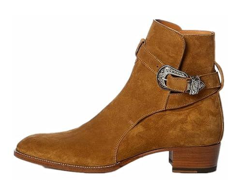 Santimon Men’s Top-Grain Leather Ankle Harness Boots