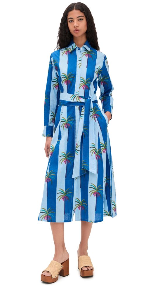 Luciana Palm Dress Blue