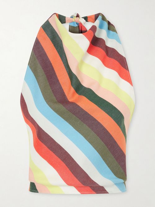 The Halterneck Striped Cotton Tank Top - Multi
