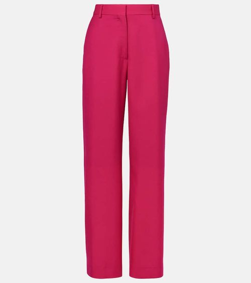 Wool and mohair twill straight pants