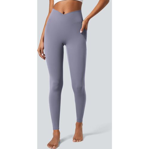 Halara SoftlyZero™ Crossover Pocket Plain Leggings - Light Gray Violet