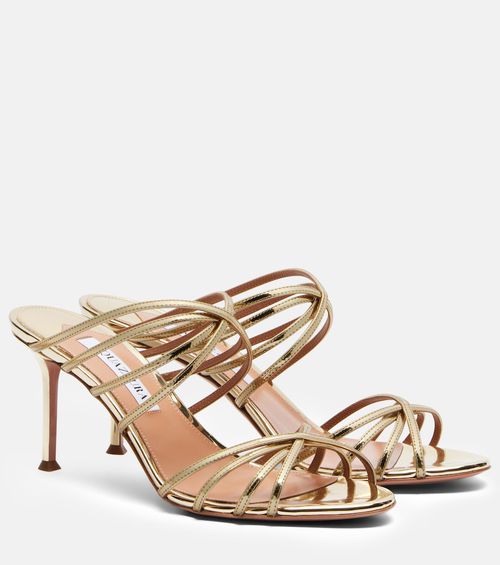 Tell Me mirrored leather mules