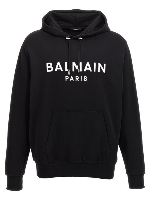 Logo-Print Cotton Hoodie — Black