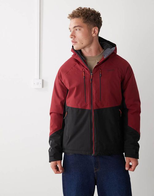 Highton stretch padded waterproof jacket in burgundy-Red