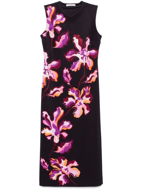 Flame Flower midi dress - Black