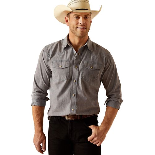 Men's Jurlington Retro Fit Western Shirt Long Sleeve in Chambray Blue, Size X-Small, by