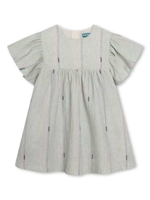 Logo-print cotton dress - Neutrals