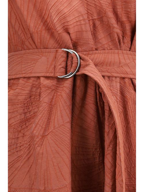Monili Chain Cotton Midi Dress — Orange