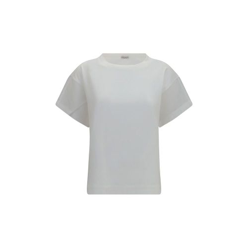 Cotton with Sheer Sleeves T-Shirt — White