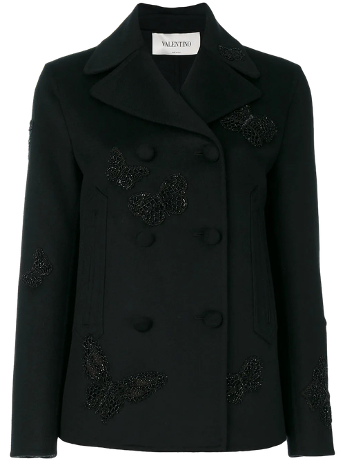 Butterfly-Embroidered Blazer — Black