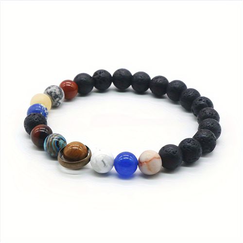 TEMU Retro Style Solar System Bracelet With 8 Planets - Artificial Stone Beads In for Mercury To , , Astronomy Lovers Gift For , Present