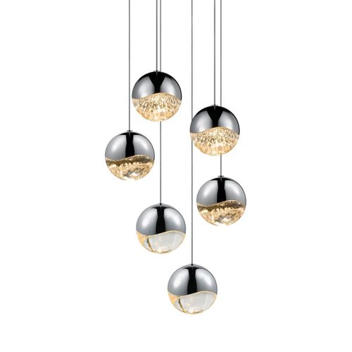 Grapes 11.75" 6-Light LED Pendant in Polished Chrome