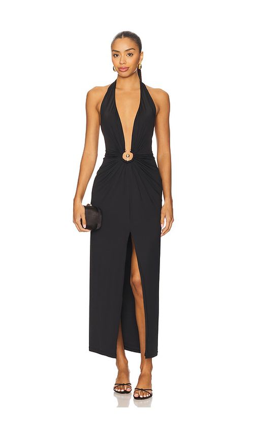 Bardot Alma Plunging Midi Dress in Black.  XL also in L, M