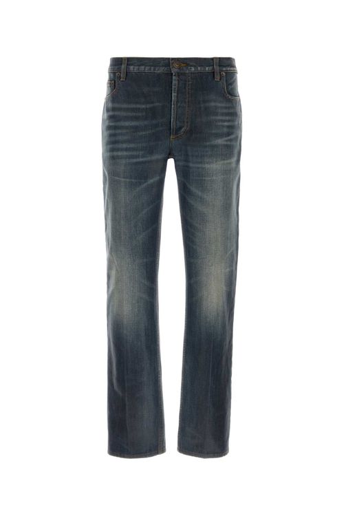 Mid-wash Cotton Jeans — Blue